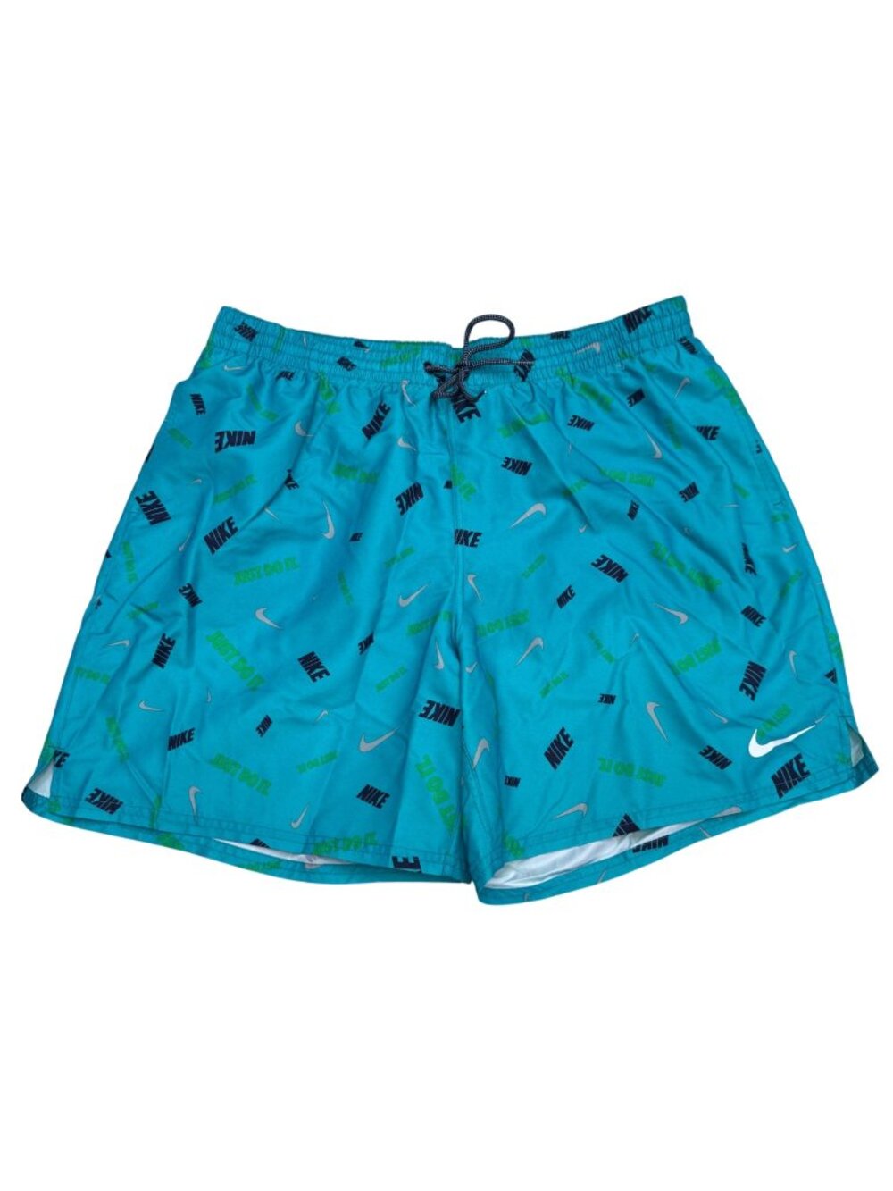 NWOT Nike Just Do It All Over Print Men's Swim Trunks In Oracle Aqua, Size XXL